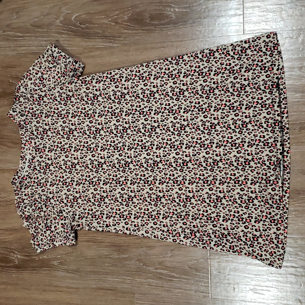 (S) Jackson Rowe Leopard Print Soft T-Shirt Dress Long Top Made In California